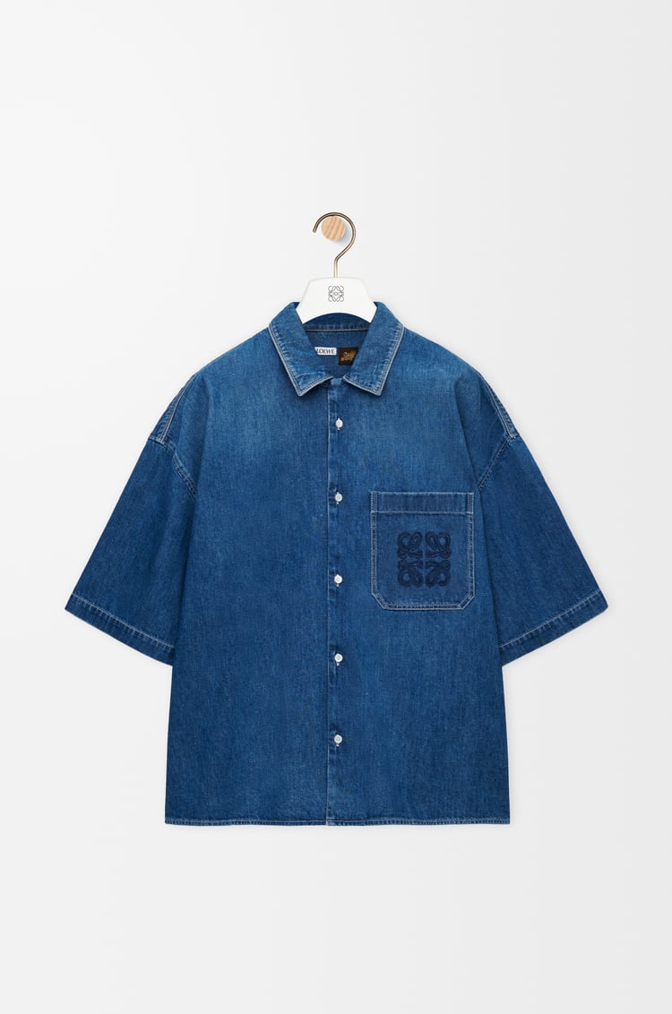 LOEWE Short sleeve shirt in denim Light Blue