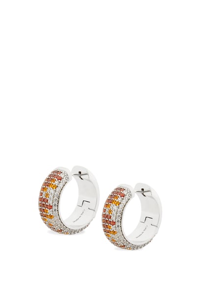 LOEWE Pavé hoop earrings in sterling silver and crystals 銀色/棕色 plp_rd