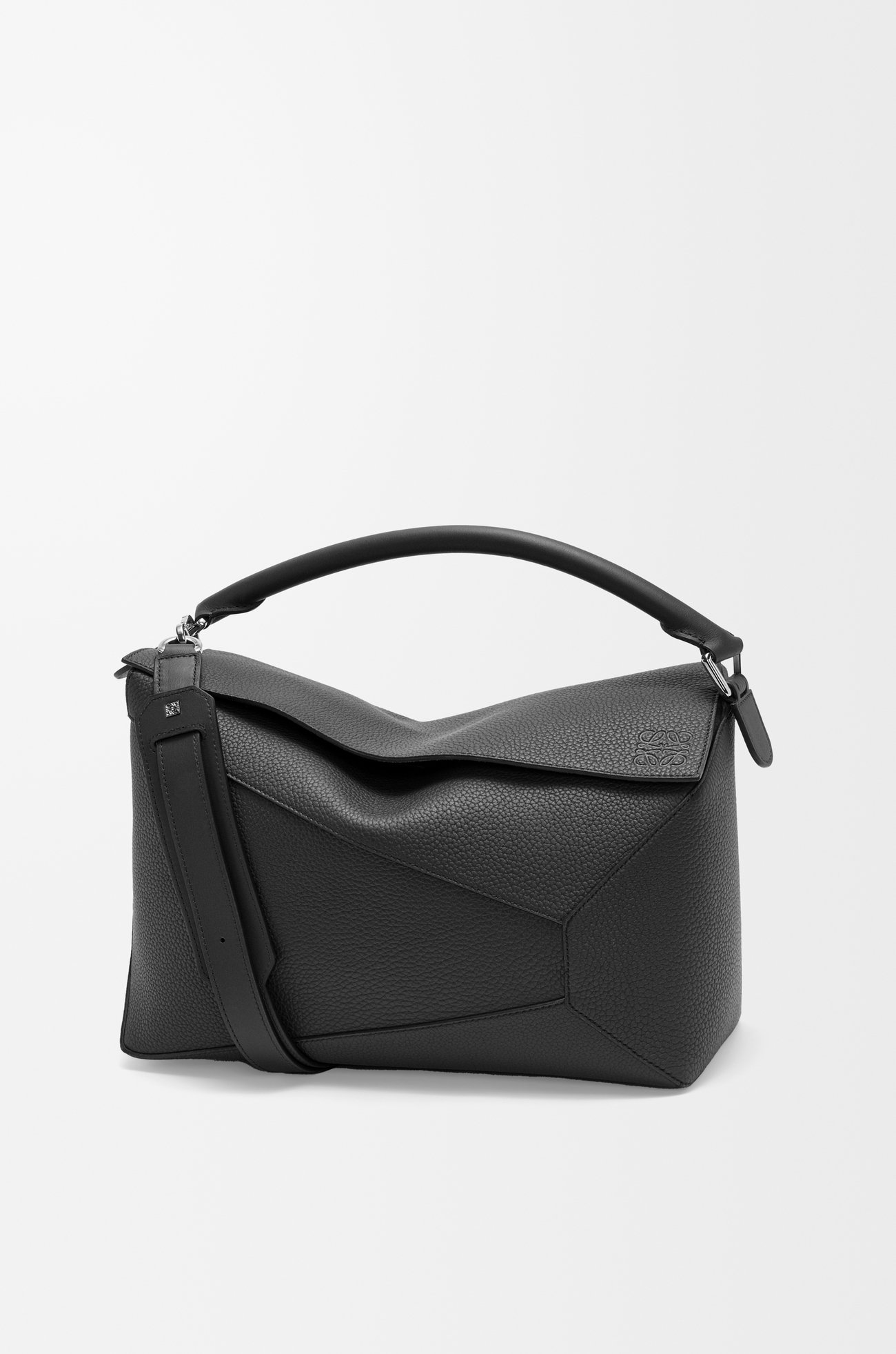 LOEWE Large Puzzle Edge bag in grained calfskin Black