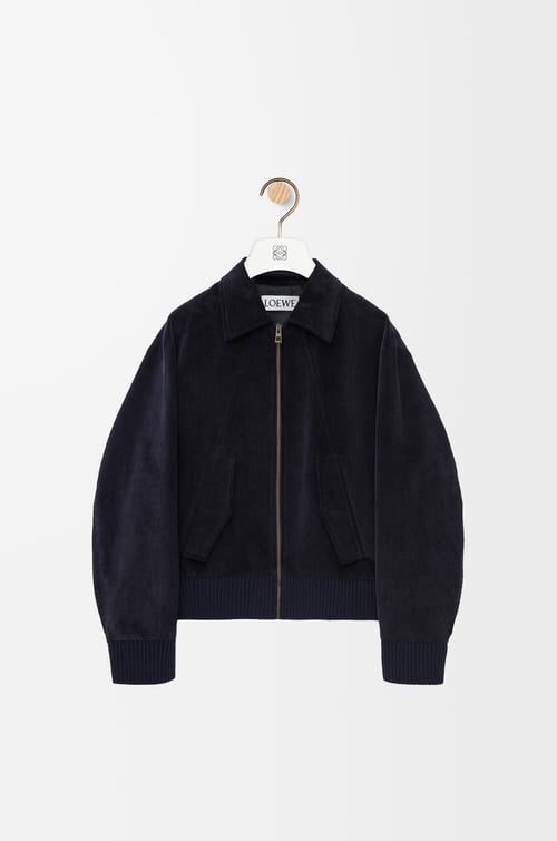 LOEWE Jacket in cotton and cashmere Dark Navy Blue