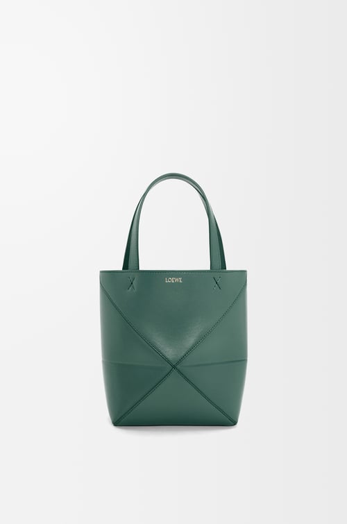 LOEWE Bolso Puzzle Fold tote mini en piel de ternera Vetiver