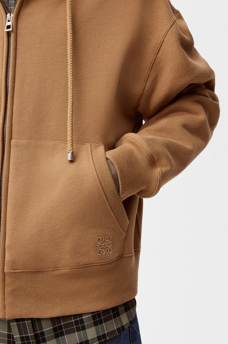 LOEWE Felpa con cappuccio e zip in cotone Beige/Blue