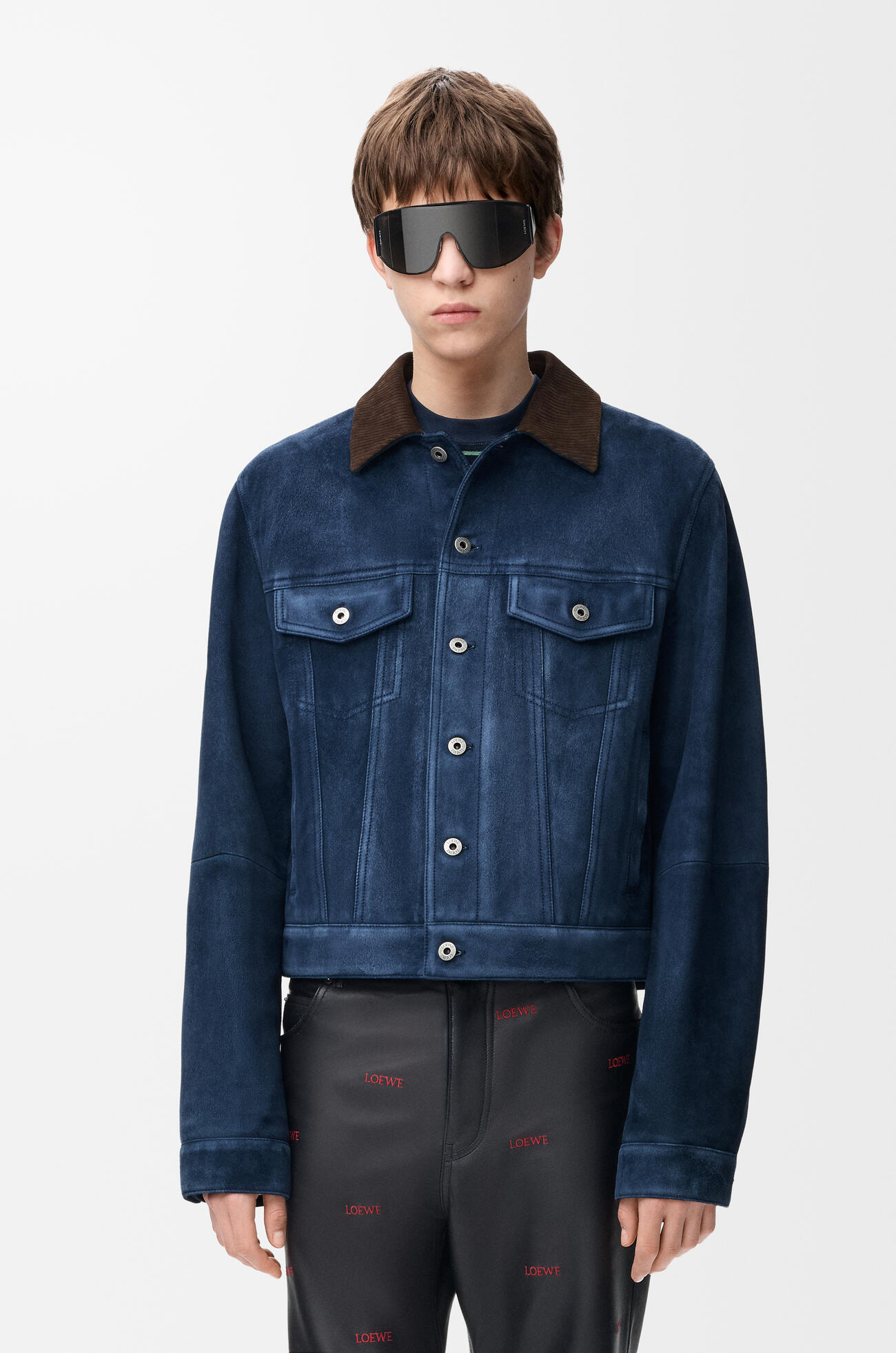 LOEWE 绒面山羊皮夹克 海军蓝