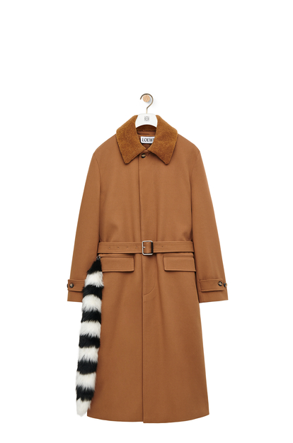 LOEWE Coat in cotton and shearling 水獺色