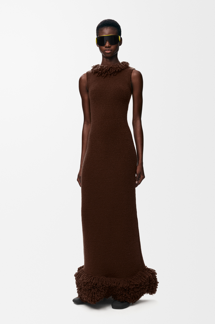 LOEWE Vestido en mezcla de lana Marrón