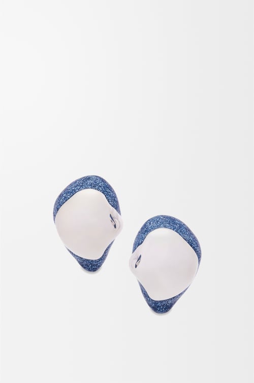 LOEWE Pendientes Foam Drip en plata de ley y esmalte Plateado/Azul