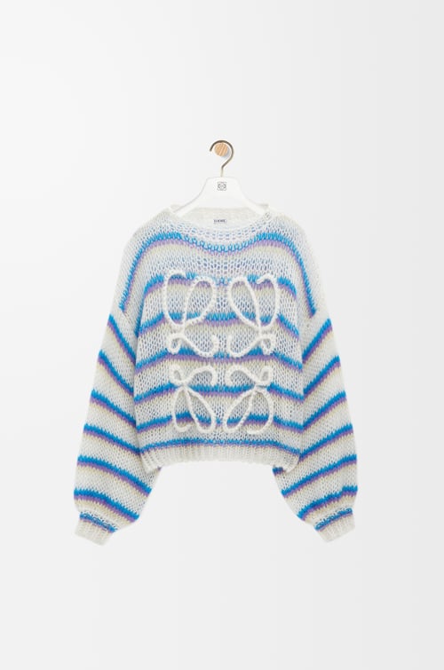 LOEWE Pull Anagram en mohair mélangé Blanc/Multicolore