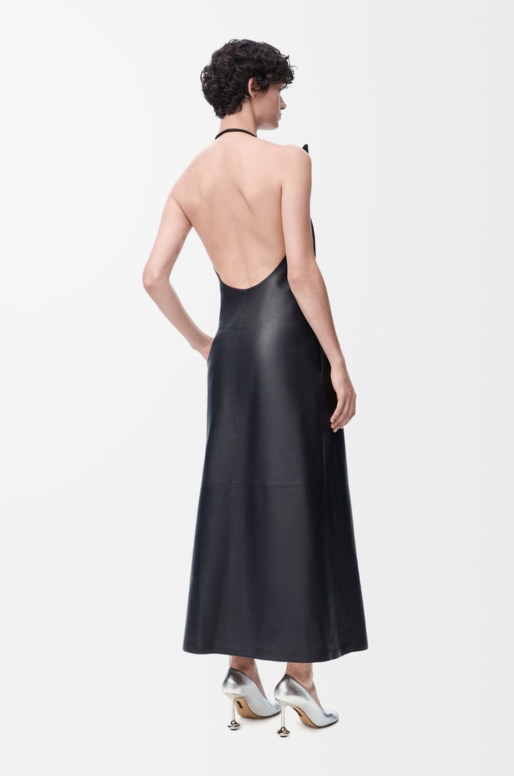 LOEWE Vestido Flamenco en piel napa de cordero Azul Marino Oscuro