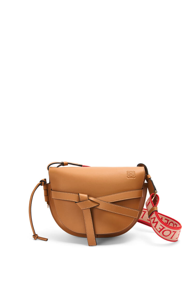 LOEWE Small Gate bag in soft calfskin and jacquard Warm Desert