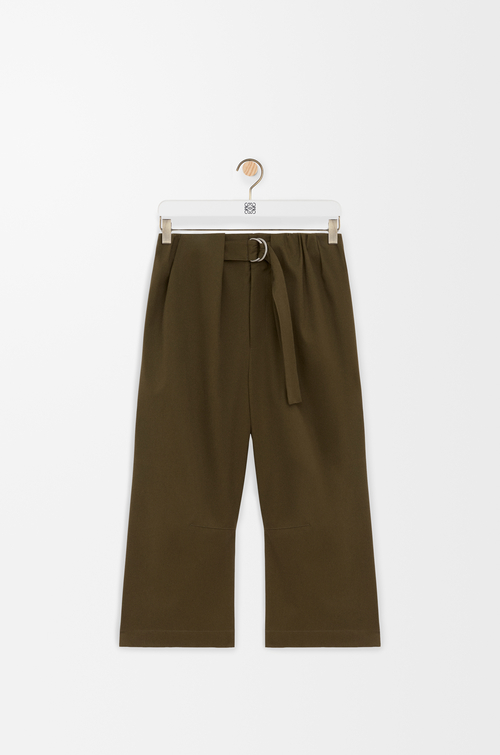 LOEWE 크롭 벨트 트라우저 - 코튼 & 실크 카키 그린