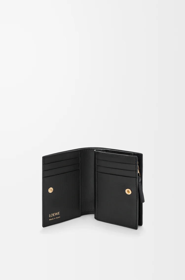 LOEWE デュエット コンパクトウォレット（スムースカーフ&グレインカーフ） ブラック