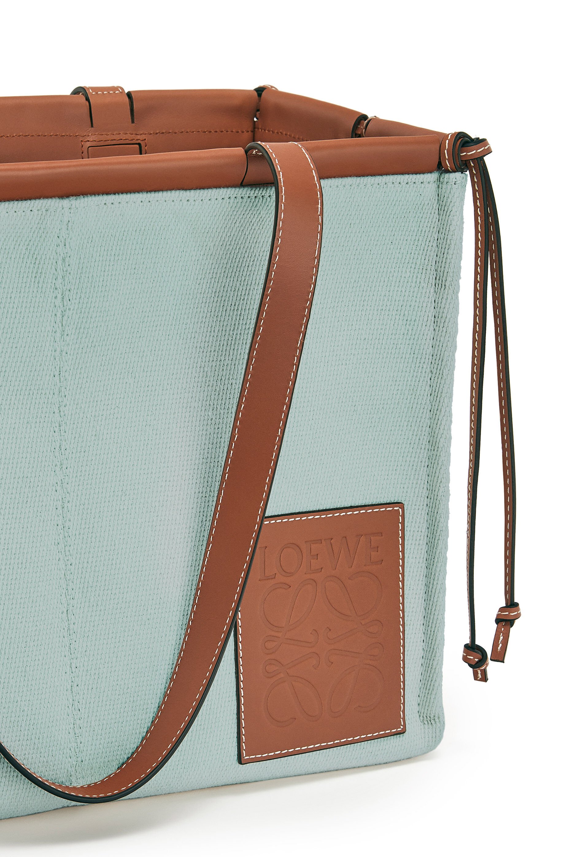 Small Cushion Tote bag in canvas and calfskin Blue - LOEWE