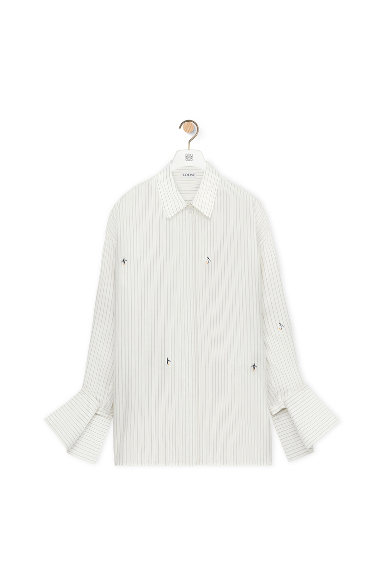 LOEWE Camisa en seda y algodón Blanco/Gris/Multicolor