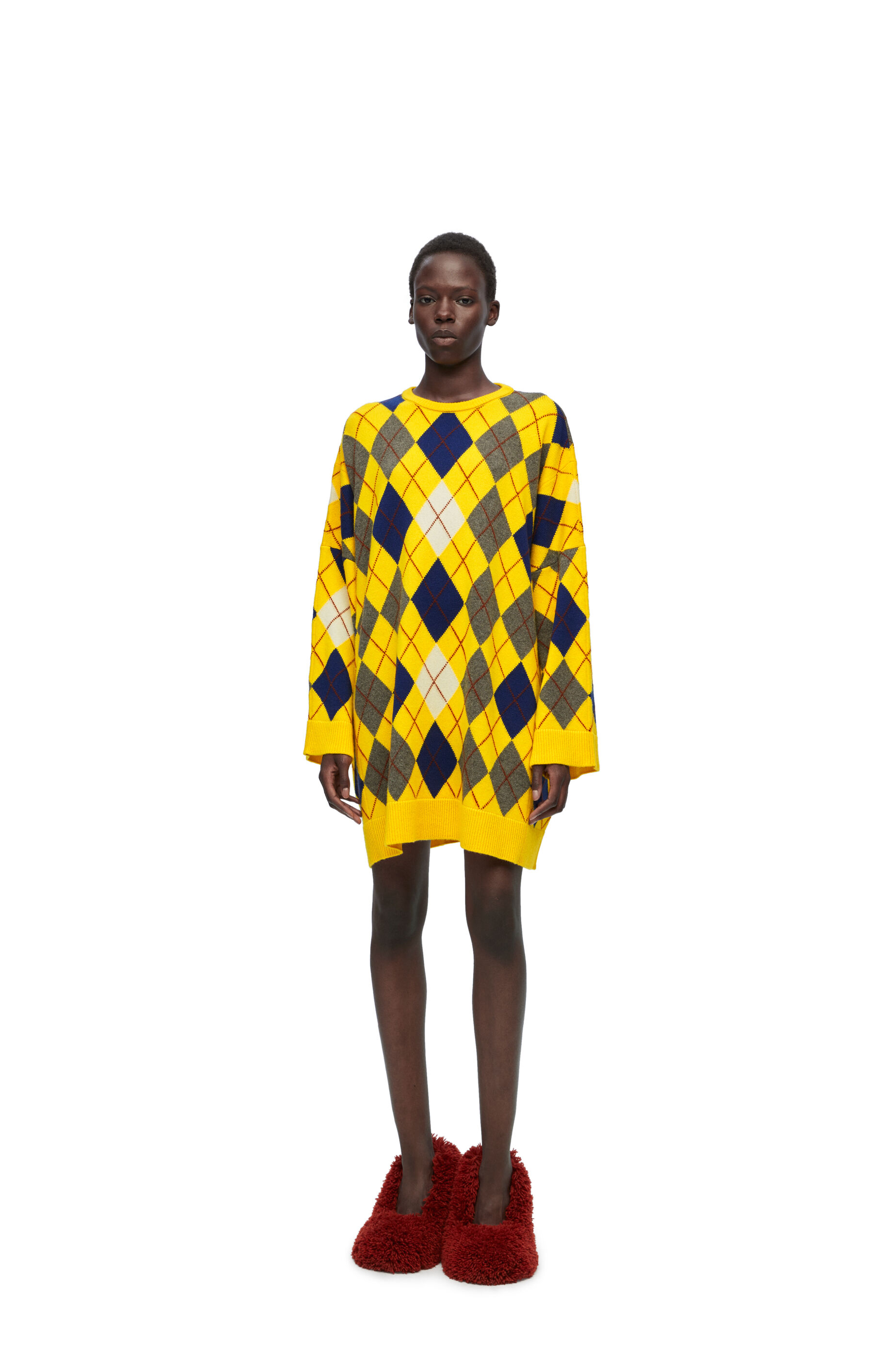 Argyle dress in wool Yellow Multicolour LOEWE