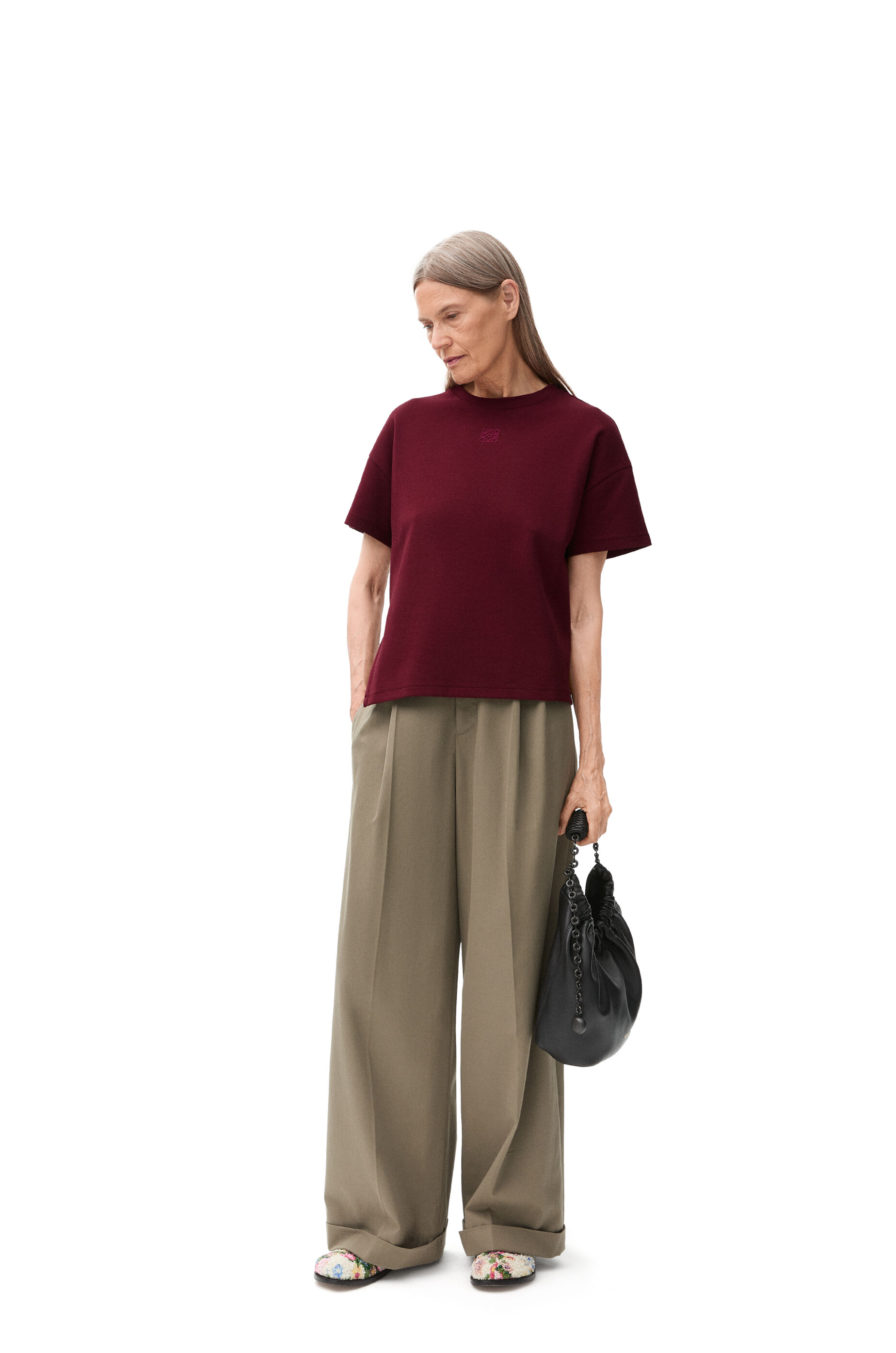 アシンメトリー Tシャツ（コットンブレンド） ボルドー - LOEWE
