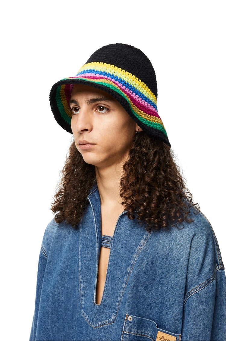 LOEWE Crochet hat in cotton and calfskin Multicolor/Black pdp_rd