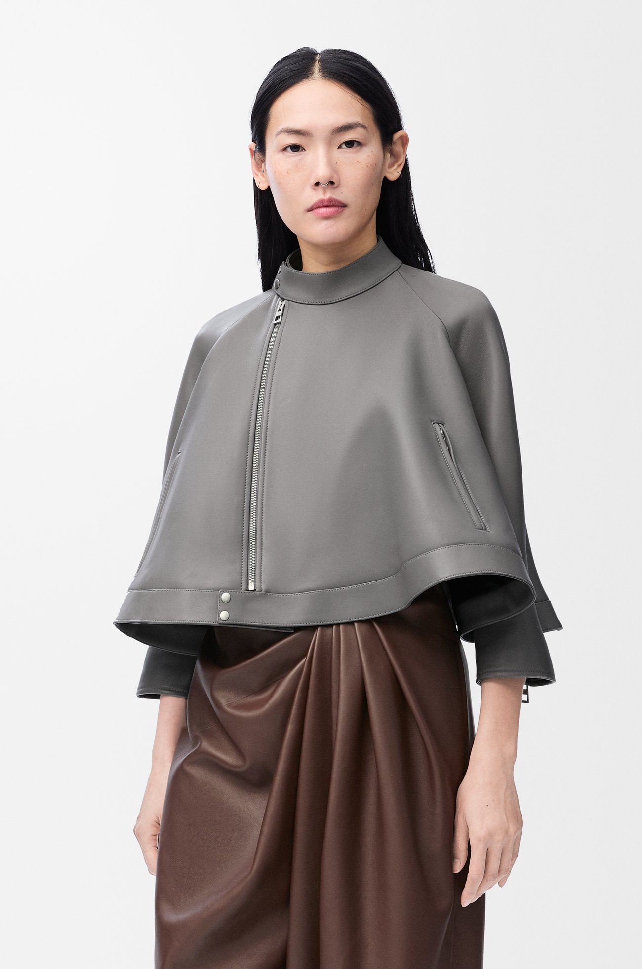 LOEWE Trapeze jacket in nappa lambskin Grey plp_rd