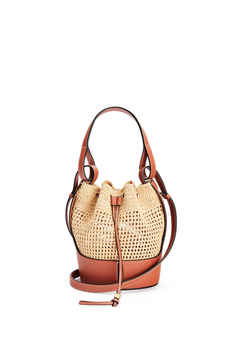 Small Balloon Bag In Raffia And Calfskin Natural Tan Loewe Small Balloon Bag In Raffia And Calfskin Natural Tan Loewe