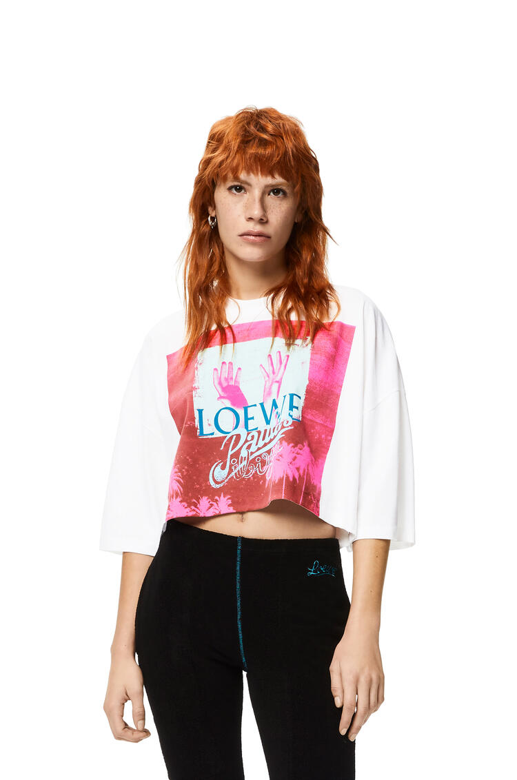 LOEWE Camiseta cropped en algodón con palmeras Blanco/Multicolor pdp_rd