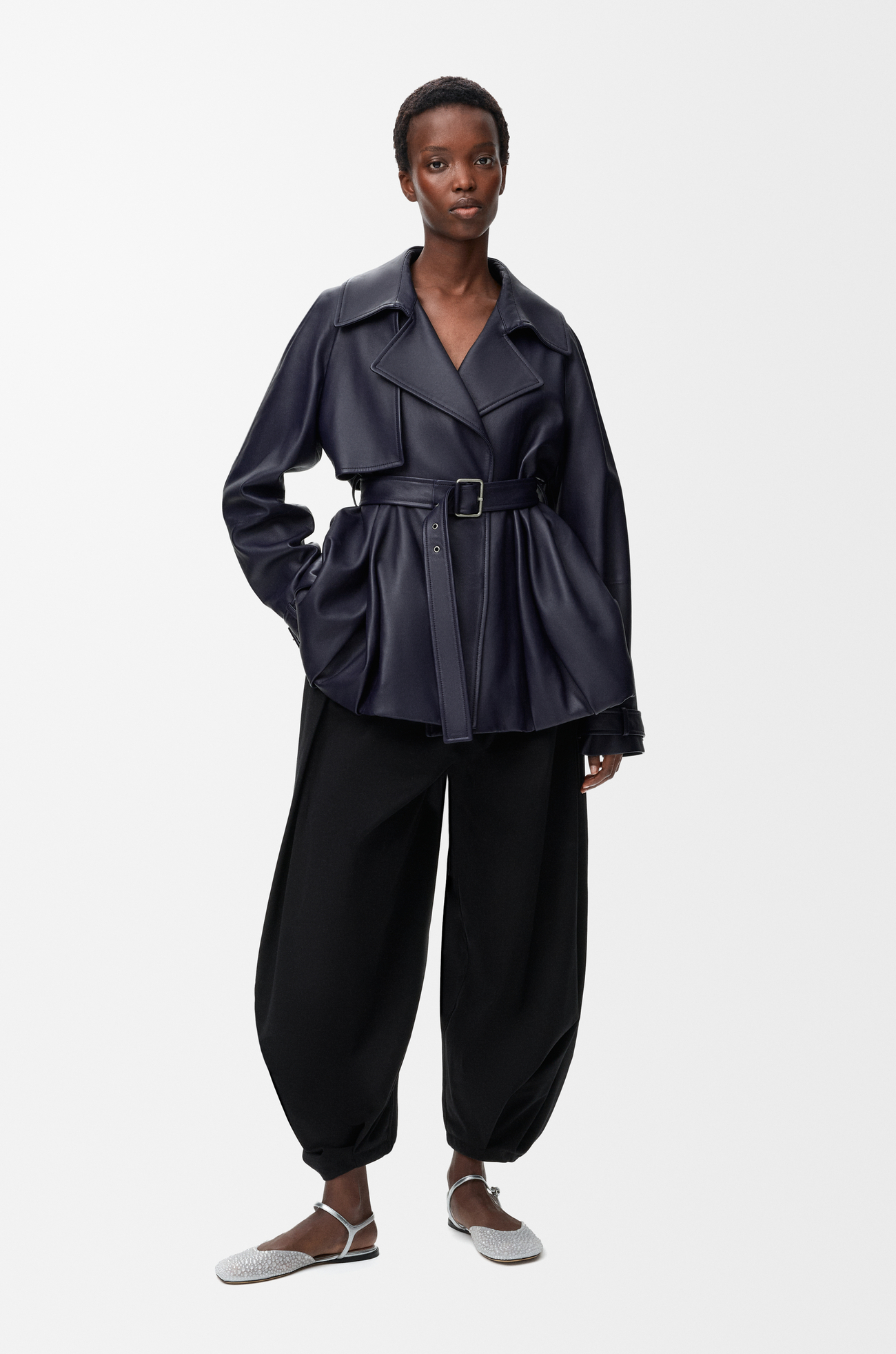 LOEWE Chaqueta en piel napa de cordero Azul Marino