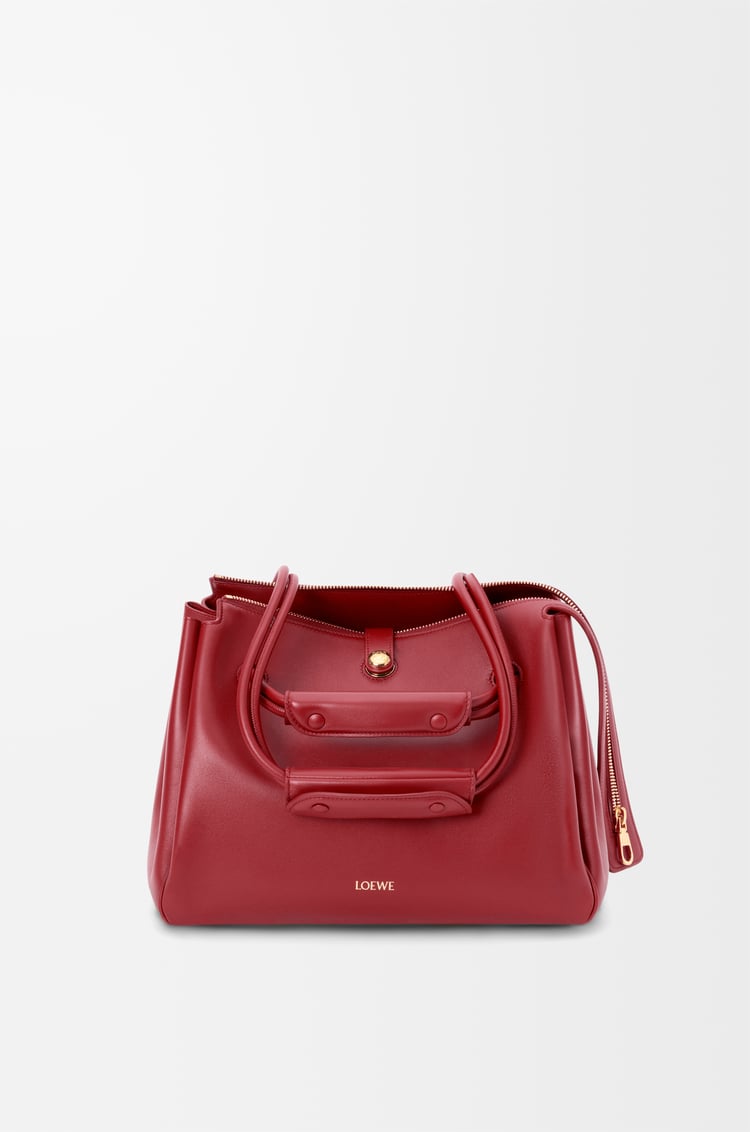 LOEWE 中型 Madrid 柔軟小牛皮包款 深紅色