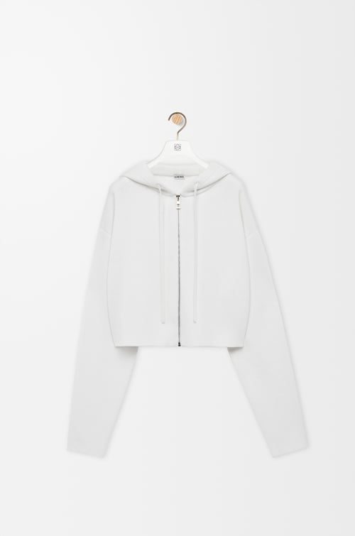 LOEWE Sudadera Anagram en lana con capucha y cremallera Blanco