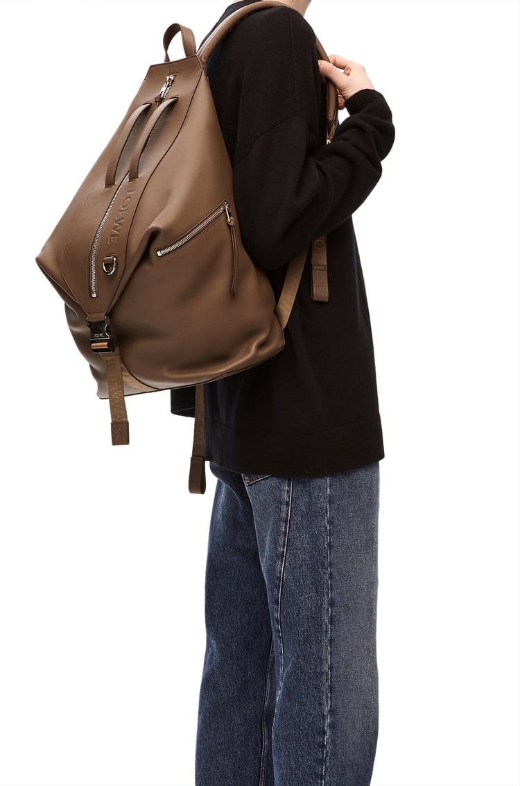 LOEWE Convertible backpack in classic calfskin Winter Brown