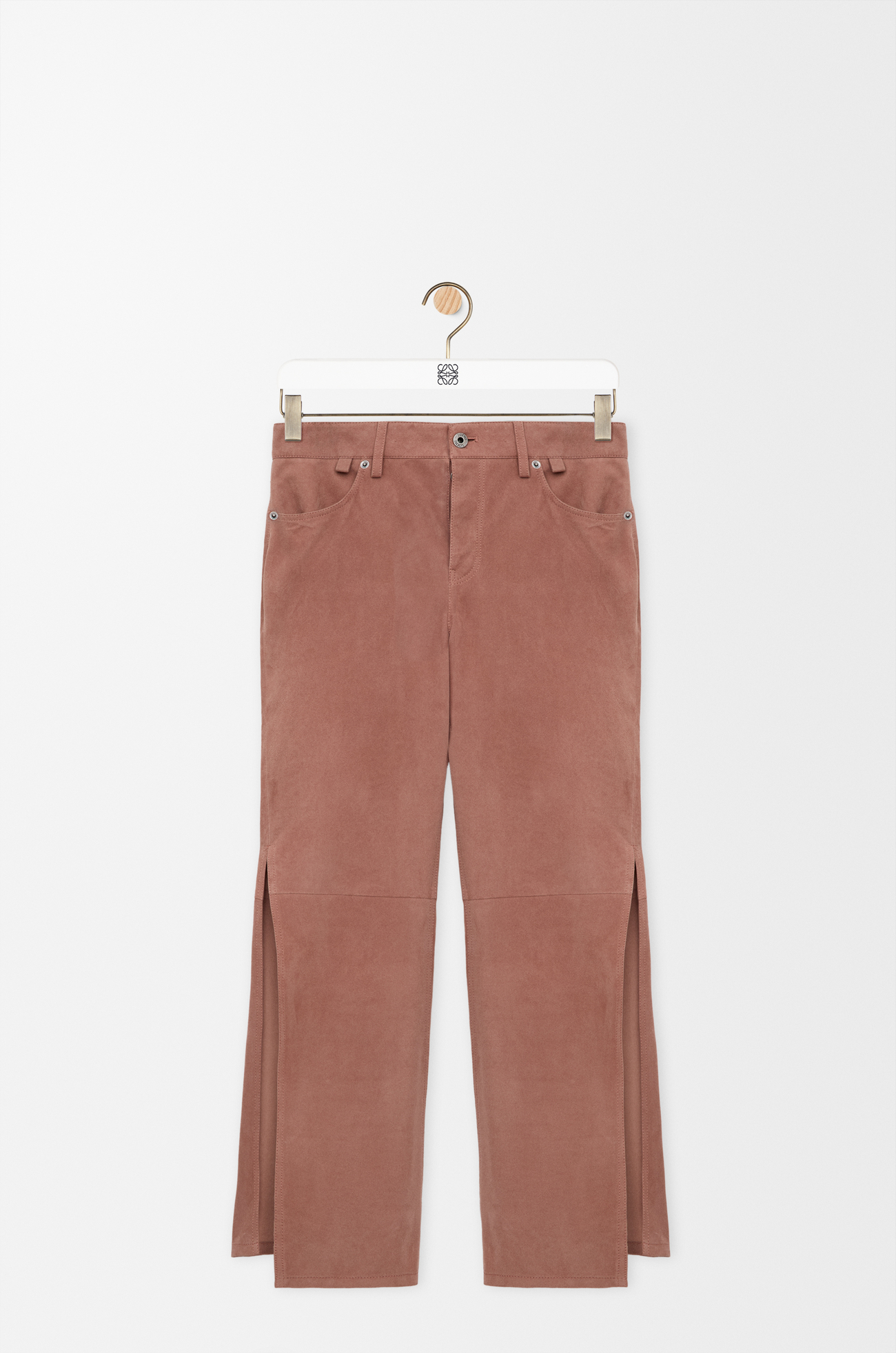 LOEWE Pantaloni in pelle di capra scamosciata Rosa Chiaro