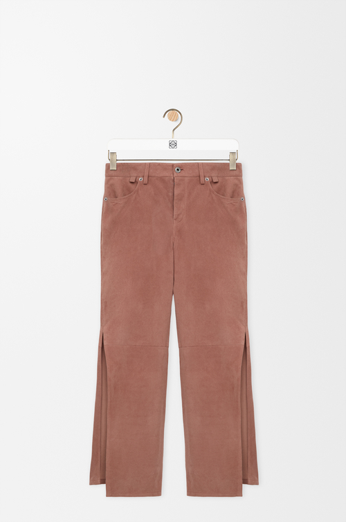 LOEWE 绒面羊皮革长裤 淡粉色