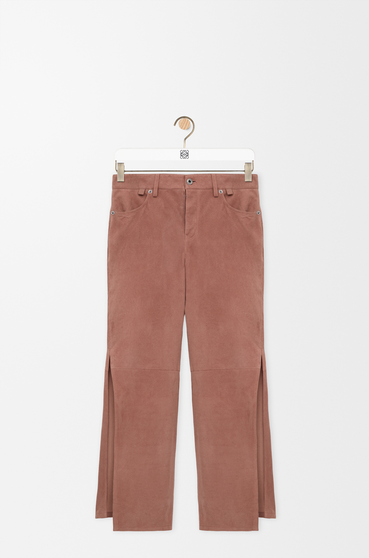 LOEWE 绒面羊皮革长裤 淡粉色