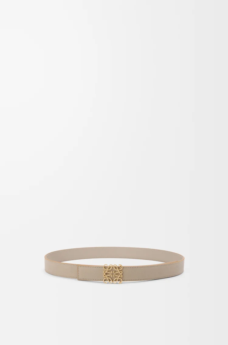 LOEWE Reversible Anagram belt in supple grained calfskin Clay/Gold