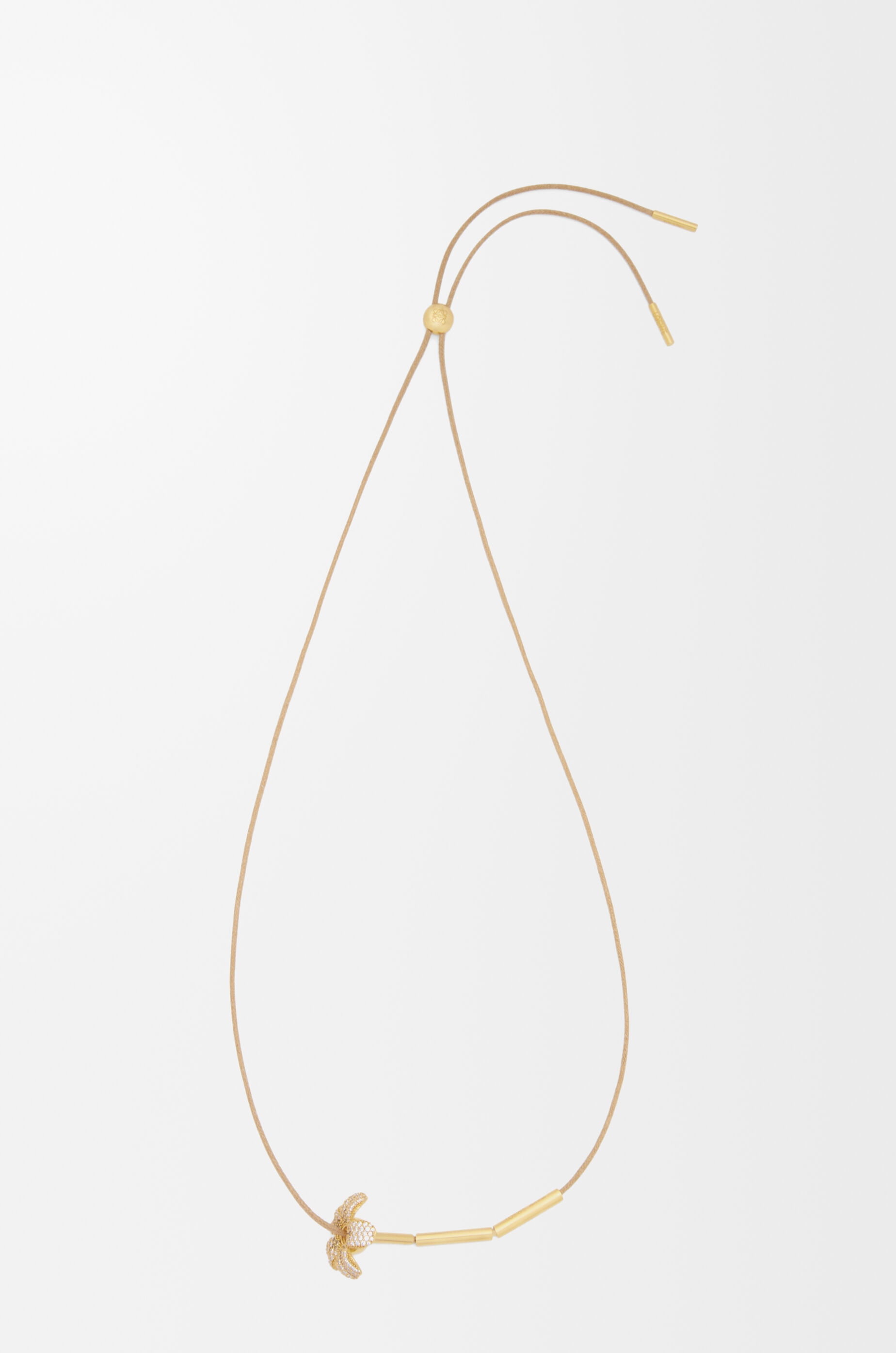 Flor necklace in sterling silver and crystals White/Gold - LOEWE