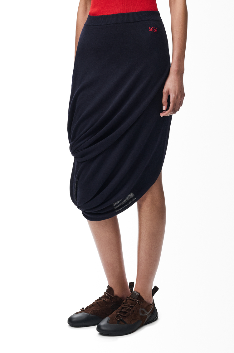 LOEWE 羊毛裙 深海軍藍