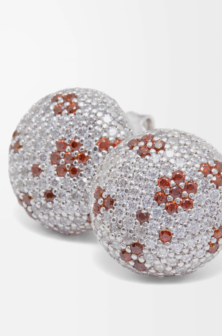 LOEWE Anagram Pebble earrings in sterling silver and crystals Silver/White/Brown