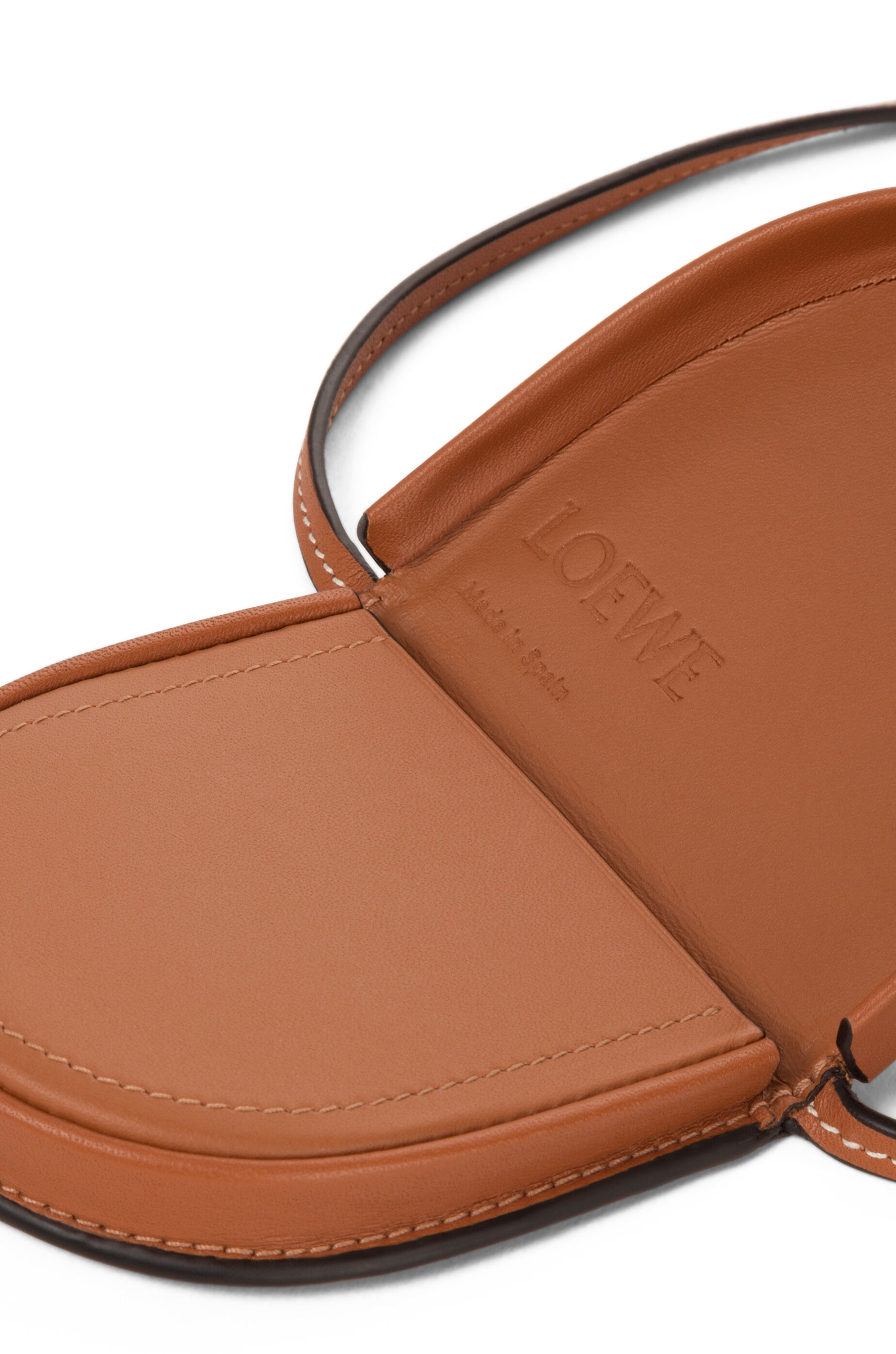 Mini Heel pouch in soft calfskin Tan