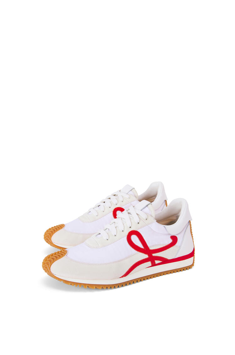 LOEWE 尼龙和绒面革流畅运动鞋 White/Red pdp_rd