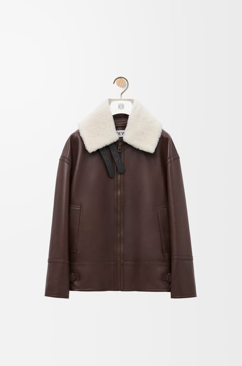 LOEWE Aviator jacket in nappa lambskin Chocolate Brown