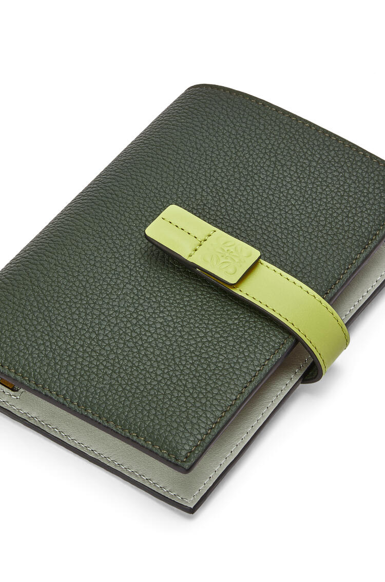 LOEWE Medium vertical wallet in soft grained calfskin Vintage Khaki/Lime Yellow pdp_rd