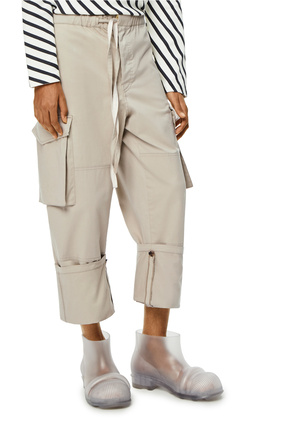 LOEWE Pantalón en algodón con cordón y múltiples bolsillos Gris Piedra