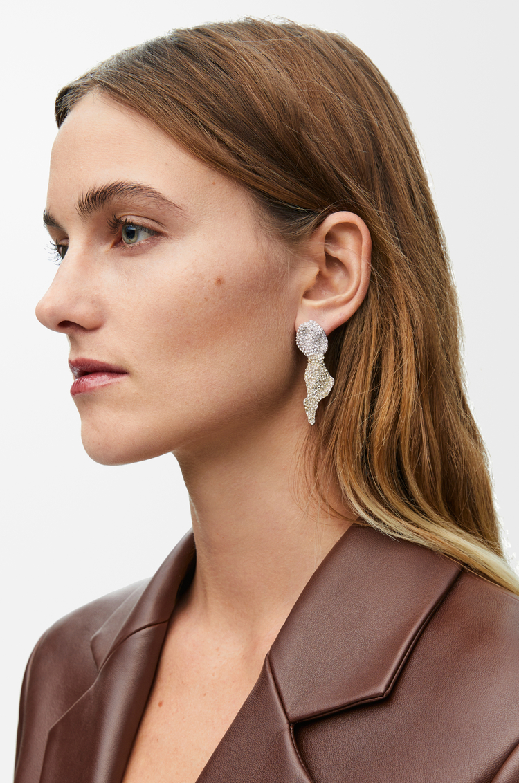 LOEWE グリッターフラグメント ピアス（スターリングシルバー＆クリスタル） シルバー/クリア/ペールイエロー