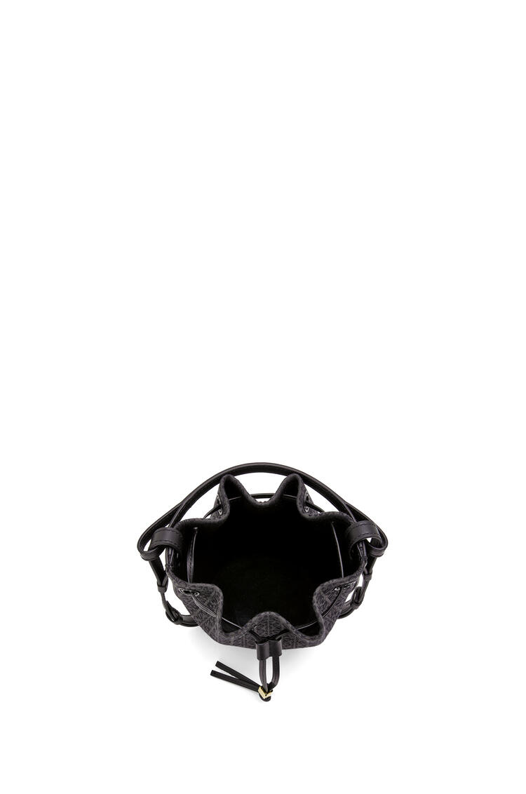 LOEWE Bolso Balloon mini en jacquard y piel de ternera Antracita/Negro