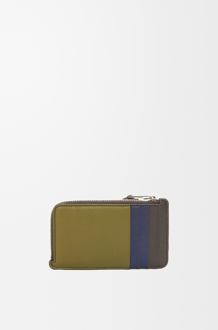 LOEWE Puzzle coin cardholder in classic calfskin Olive/Dark Brown