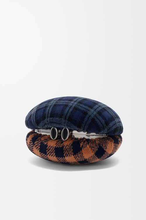 LOEWE Shell minaudiere in check pattern textile and metal Deep Navy/Multicolor