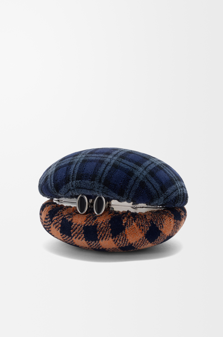 LOEWE Shell minaudiere in check pattern textile and metal Deep Navy/Multicolor