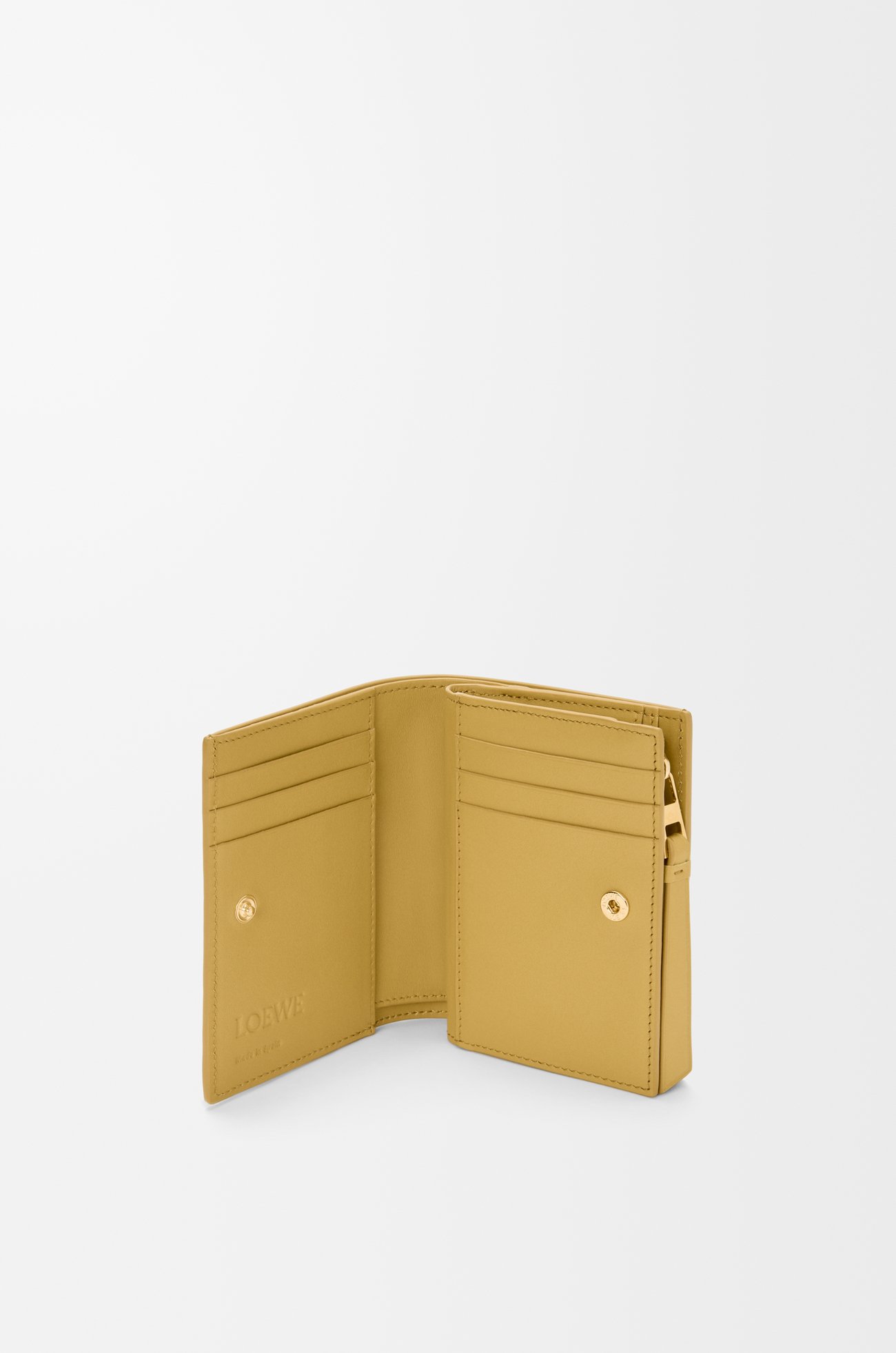 LOEWE Puzzle compact wallet in classic calfskin Ginger/Sea Salt