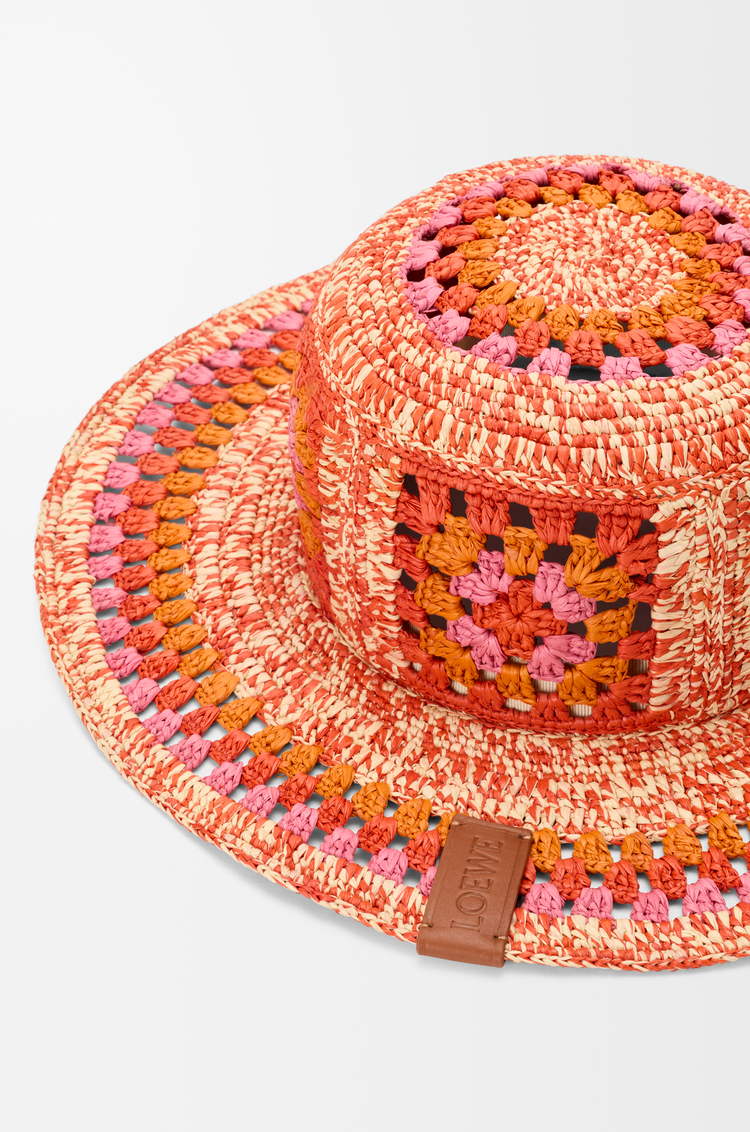 LOEWE Fisherman hat in raffia Bright Orange/Pink
