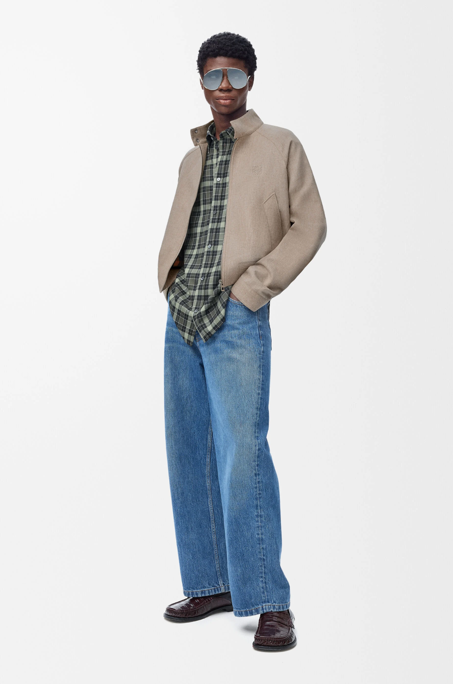 Zip-up jacket in wool and cashmere Brown - LOEWE