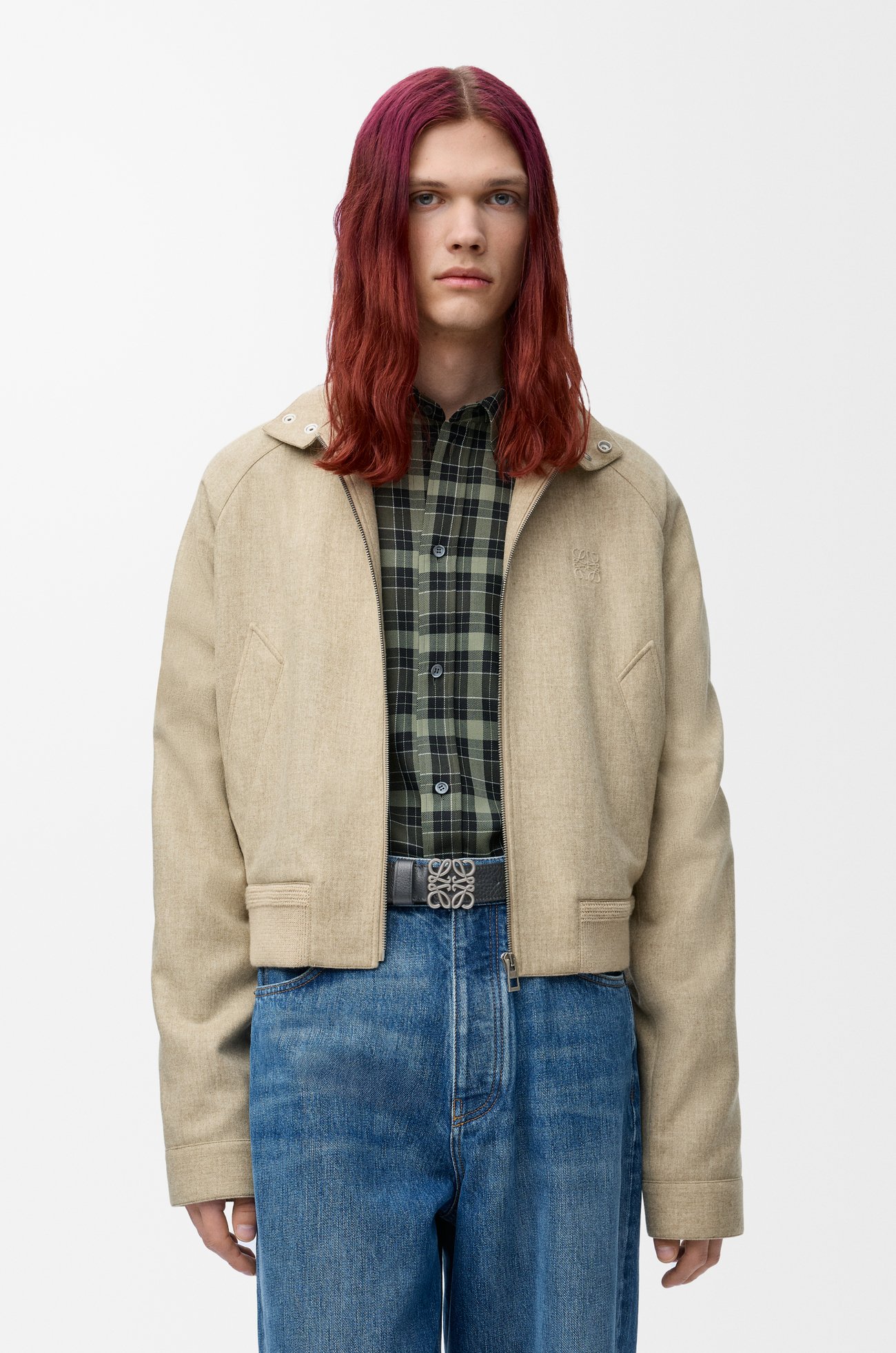 LOEWE チャンキー アナグラム ベルト（サプルグレインカーフ） ブラック/ヴィンテージパラジウム