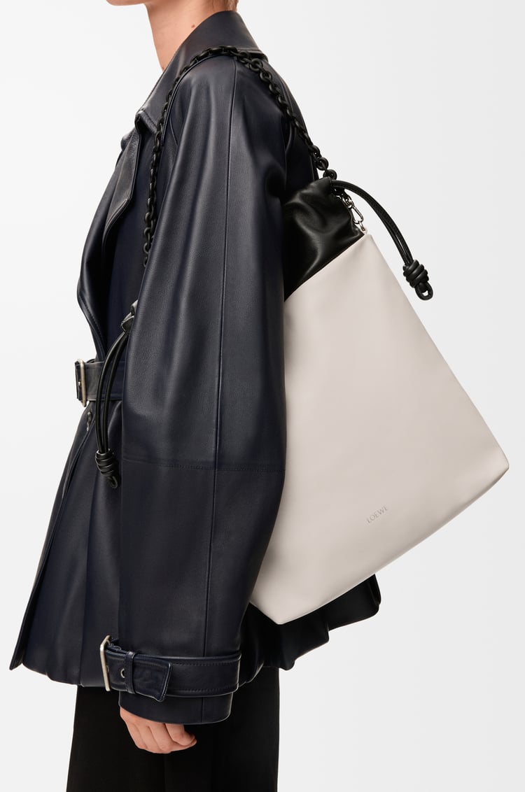 LOEWE Flamenco purse tote in mellow nappa lambskin Light Ghost/Black
