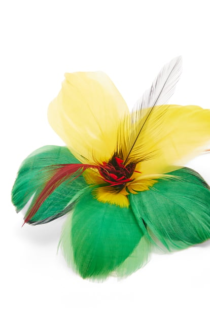 LOEWE Collier pendentif hibiscus en plumes et laiton ARGENT/MULTICOLORE plp_rd